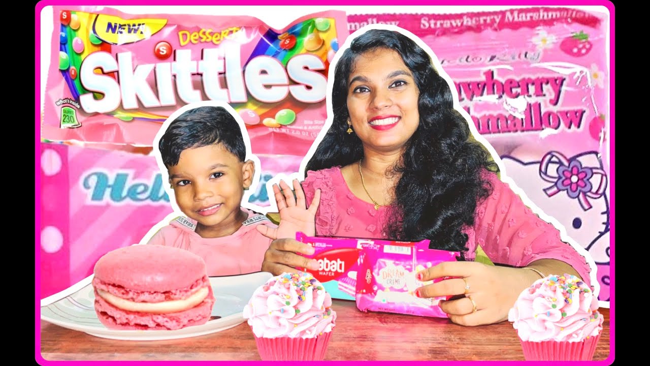 🍬EATING PINK COLOUR FOOD FOR 24 HOURS|CHALLENGE😍|KUNJAPPAN