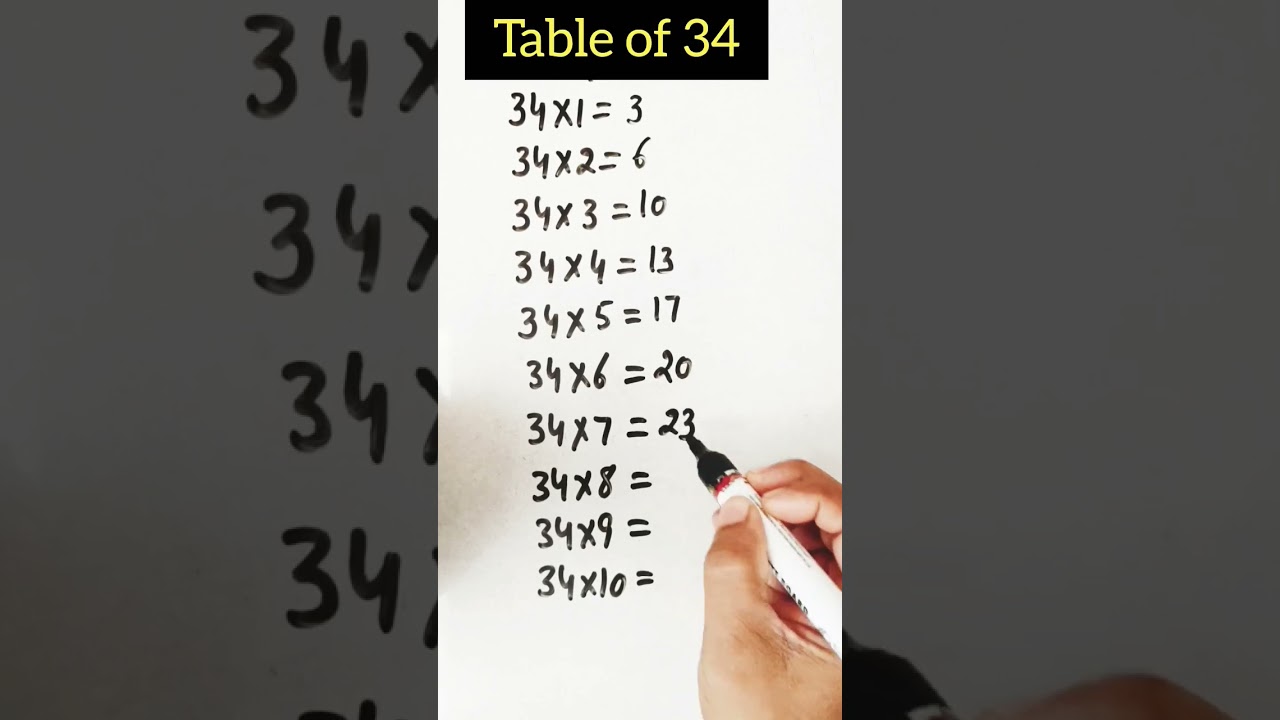 🔥 34 Table Trick 🔥|Table of 34 