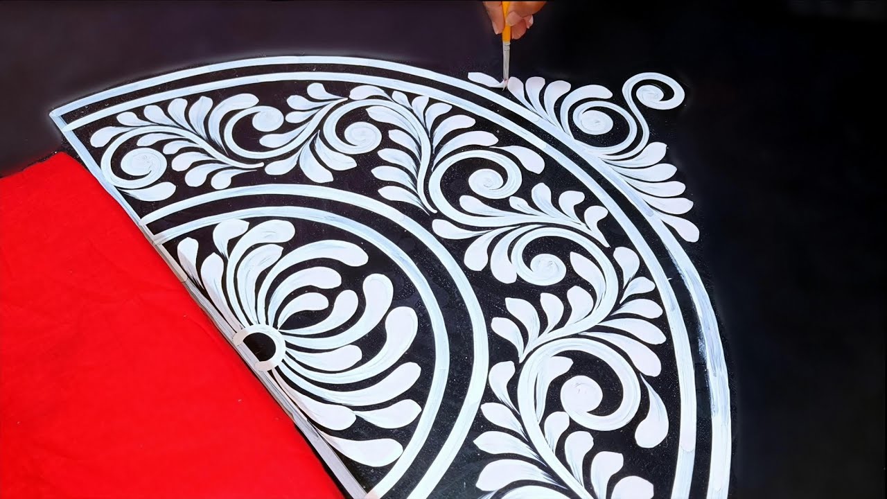 কিভাবে একটি সুন্দর আলপনা আঁকবে /How to draw a alpona design/simple alpona 