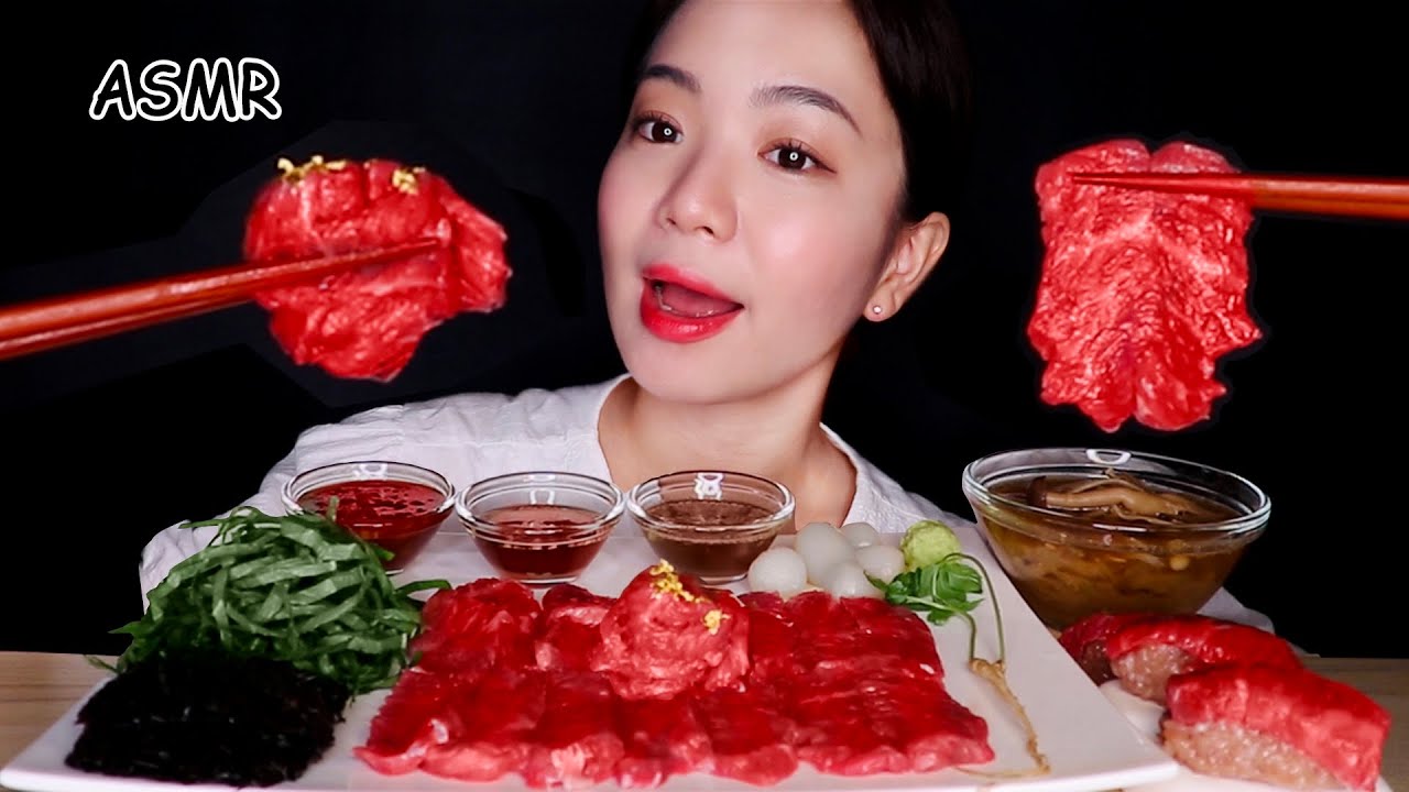육회, 한우 뭉티기 먹방 ASMR RAW BEEF KOREAN FOOD MUKBANG EATING SOUNDS YouTube