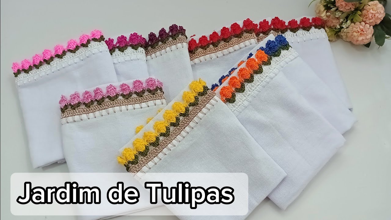 Produção Linda de Panos de Prato com Barrado Tulipa 🌷#crochet #panosdepratos