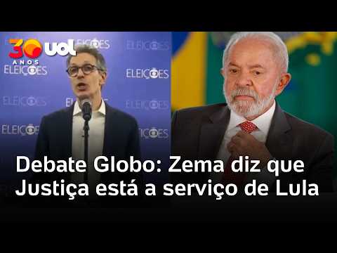Debate Globo: Zema diz que Justiça está a serviço de Lula e que não irá desistir da campanha