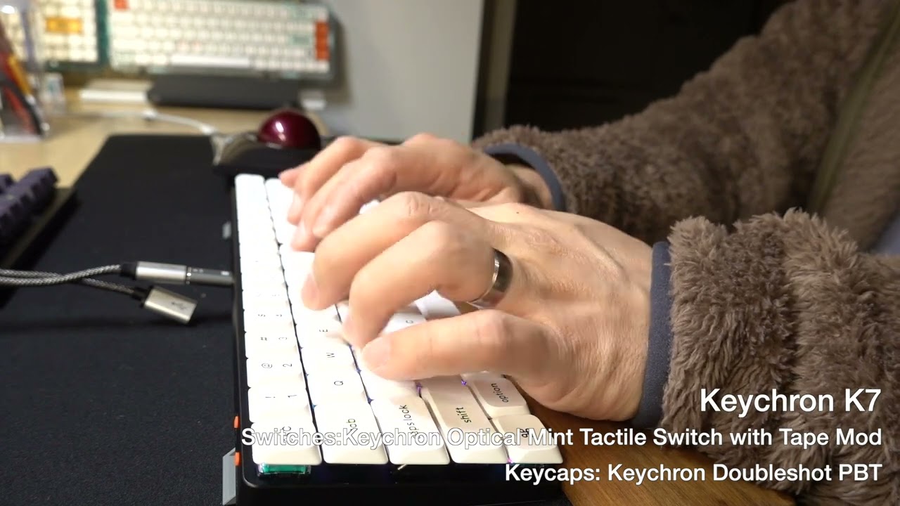 Keychron K7 Optical Mint テープMOD済　打鍵音レビュー