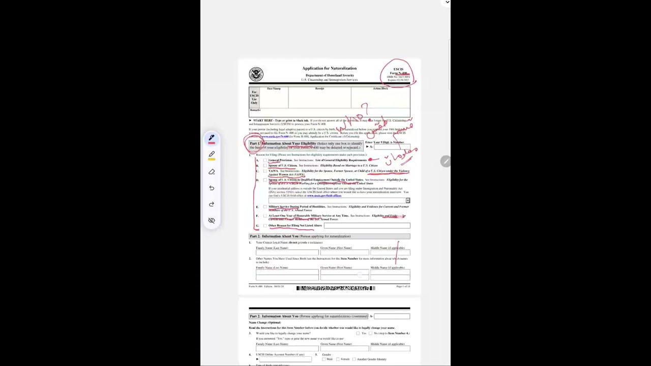 تعرف على كل أجزاء الابليكيشن الجديد لامتحان الجنسية الأمريكية N-400 | شرح كامل بالعربي