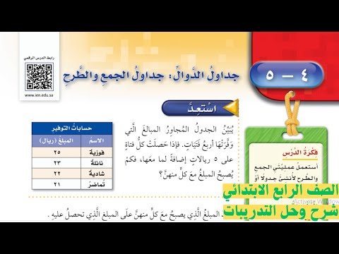 جداول الدوال جداول الجمع والطرح رياضيات الصف الرابع الابتدائي الفصل الدراسي الاول