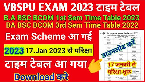 Vbspu time table 2023 | vbspu 1st sem time table 2023 | BA BSC BCOM | vbspu exam scheme 2023