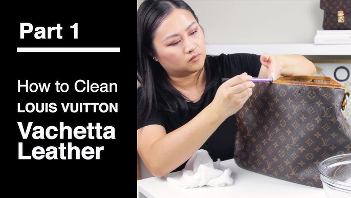 How to Clean Louis Vuitton Vachetta Leather Straps on Neverfull PM Part 1 