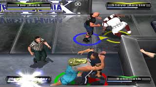 Earl Hebner ref gets over with the crowd using The Rock and Austin taunts.