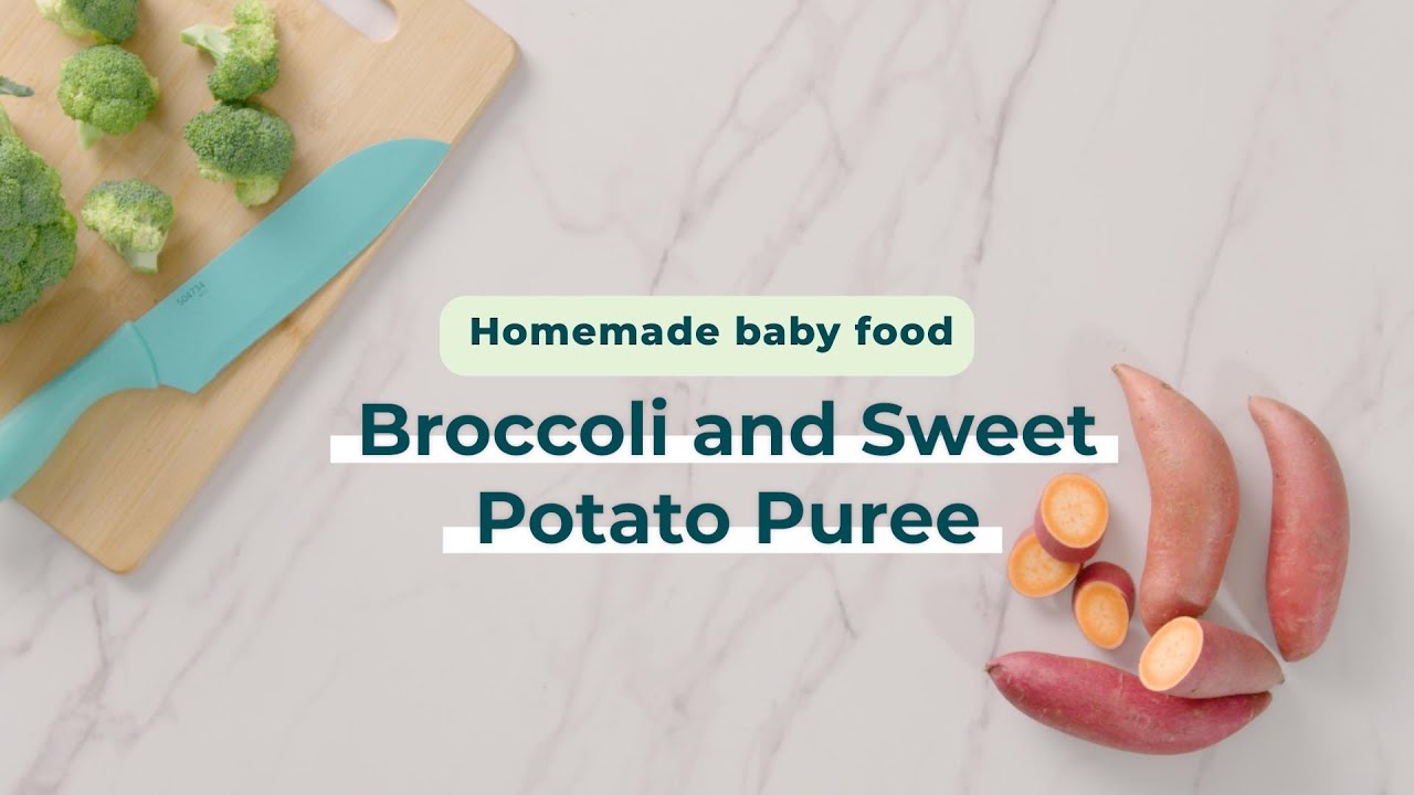 Homemade baby food Broccoli and sweet potato puree YouTube