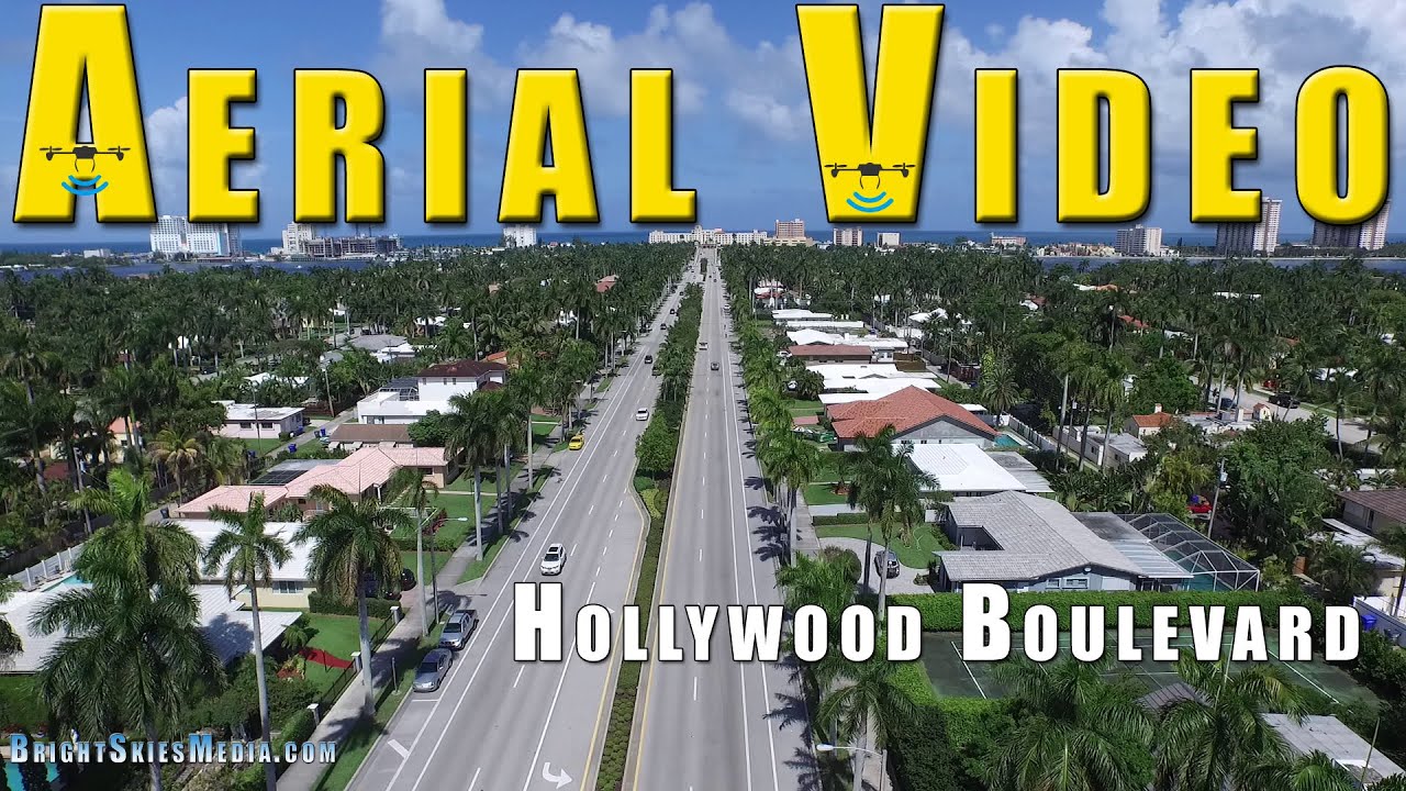 Aerial video of Hollywood Boulevard in Hollywood, Florida. HD video