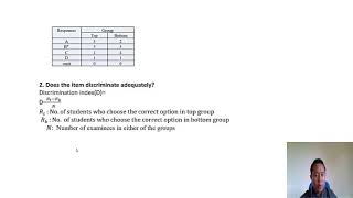 Calculation on item analysis