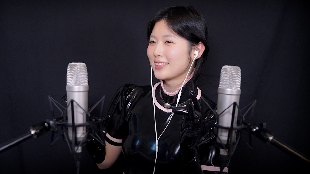 ASMR Latex maid dress with latex and leather gloves | mouth sounds, whisper (3rd event part 1)