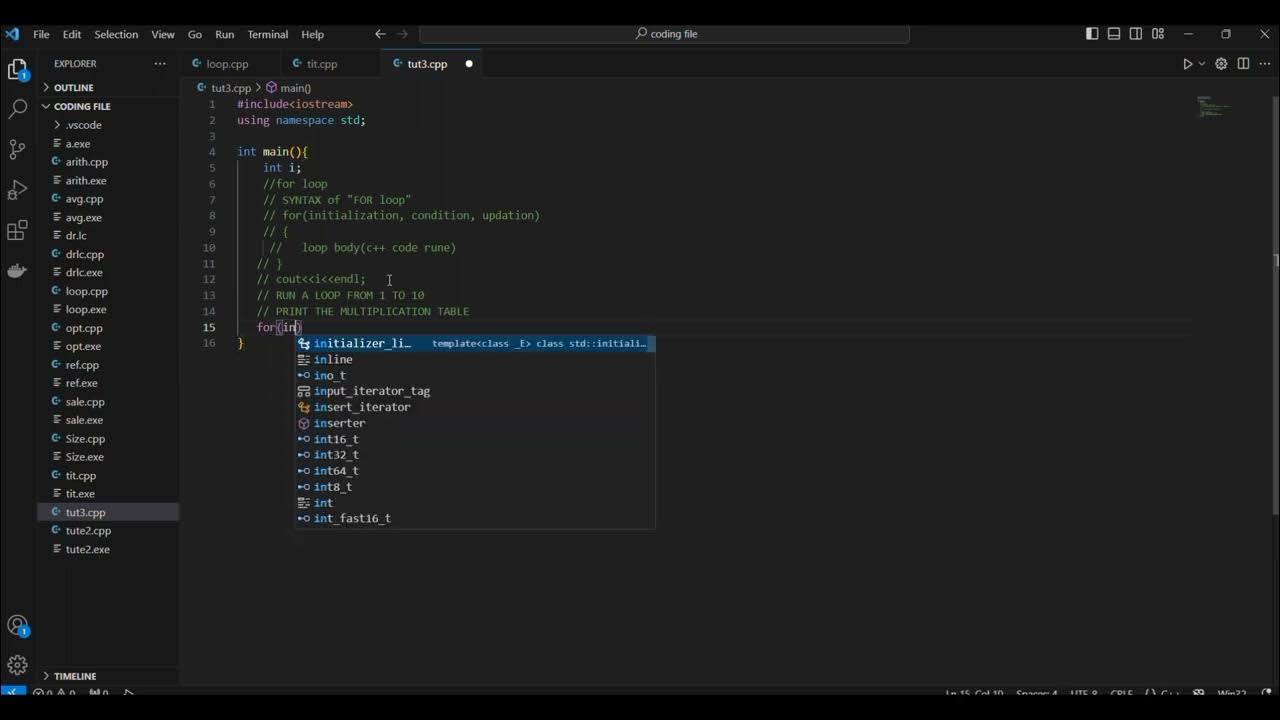 C++ language. Using for loop create ##Multiplication table/..# - YouTube