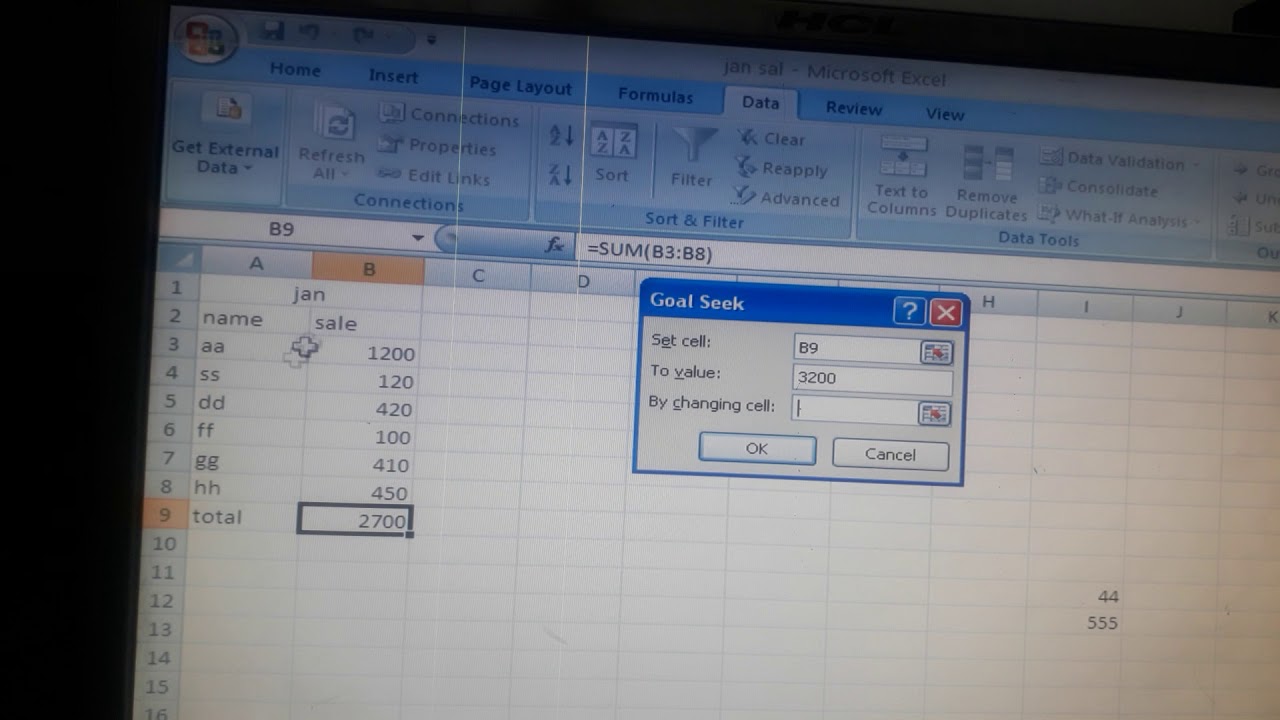 Goal seek in ms excel acei computer - YouTube