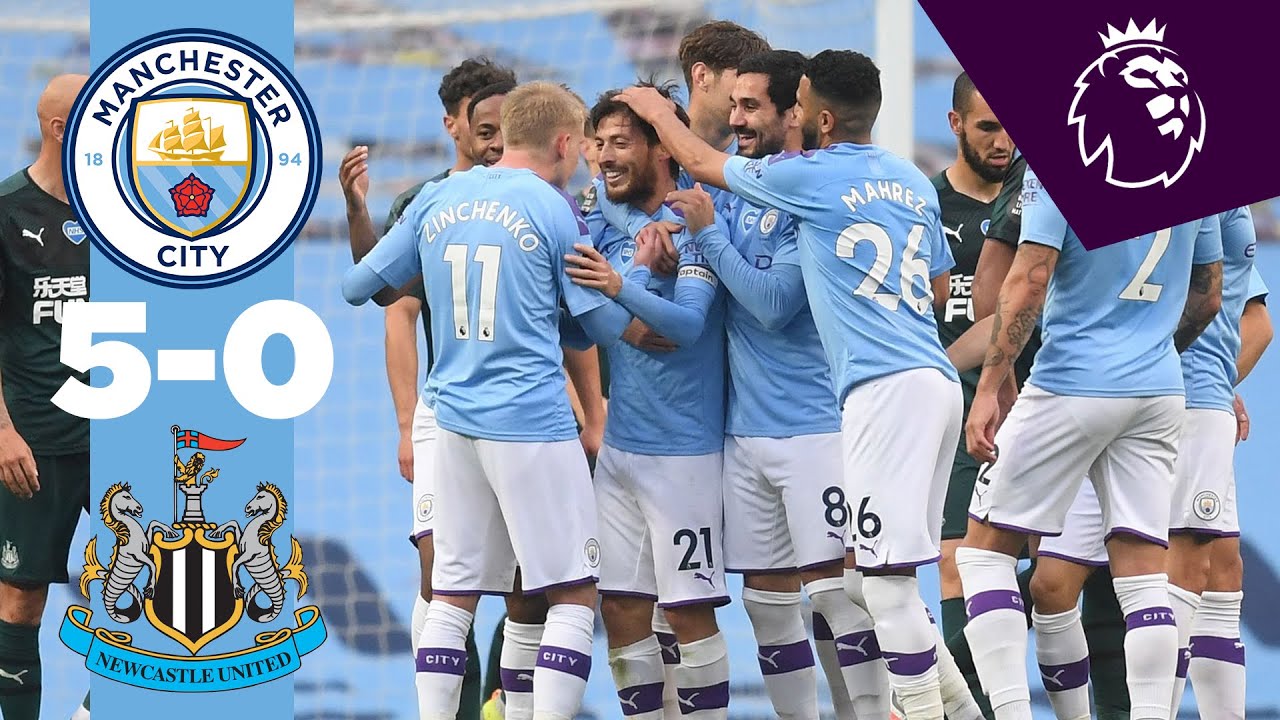 Highlights Man City 5 0 Newcastle Jesus Mahrez Silva Sterling Youtube