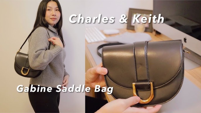 Black Gabine Leather Saddle Bag​ - CHARLES & KEITH US