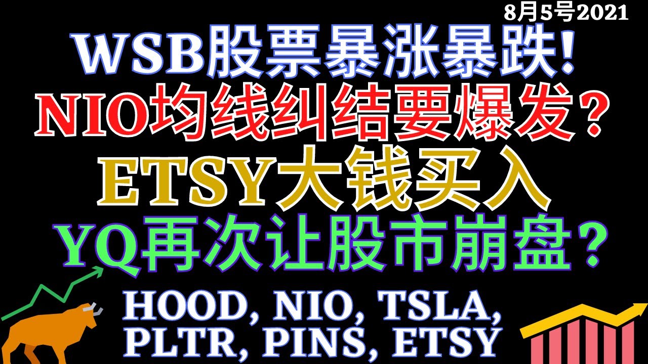 美股分析: WSB股票暴涨暴跌! NIO均线纠结要爆发? ETSY大钱买入 股市崩盘? HOOD, NIO, TSLA, PLTR, PINS,  ETSY