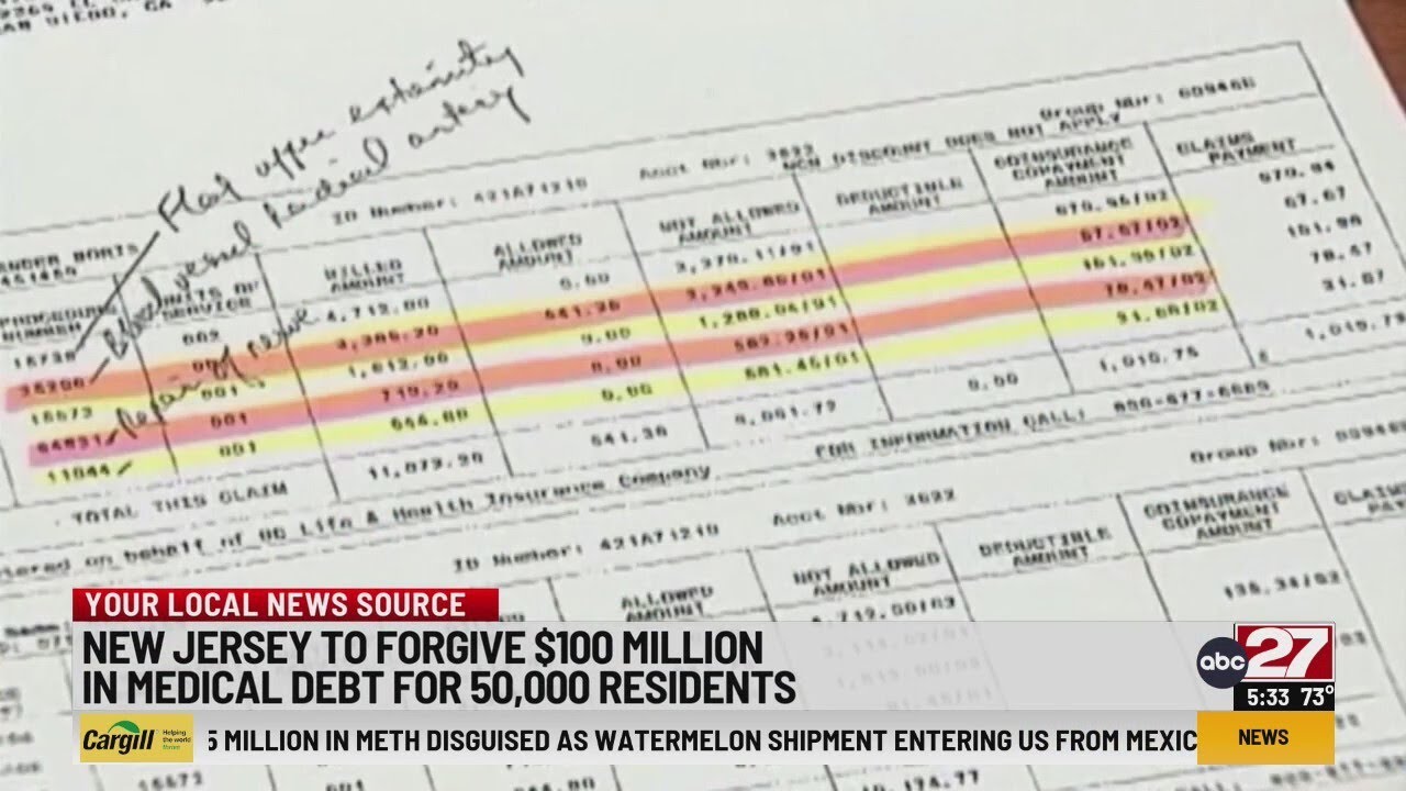 New Jersey to forgive $100M in medical debt for 50,000 residents