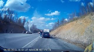 Видео (18+) Лобовое столкновение. г. Сатка 4.05.2019г. от Игорь Маркелов, Сатка, Россия