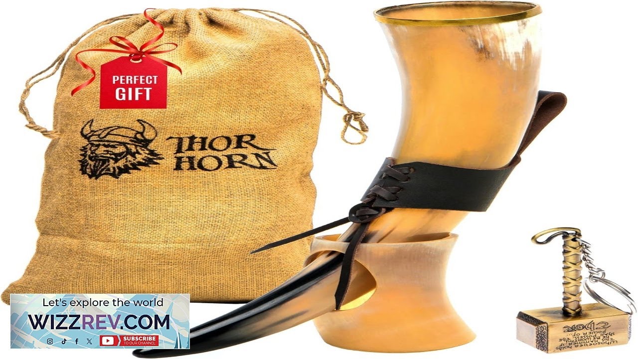 Viking Drinking Horn with Stand Unique Gifts for Men Large 15 20