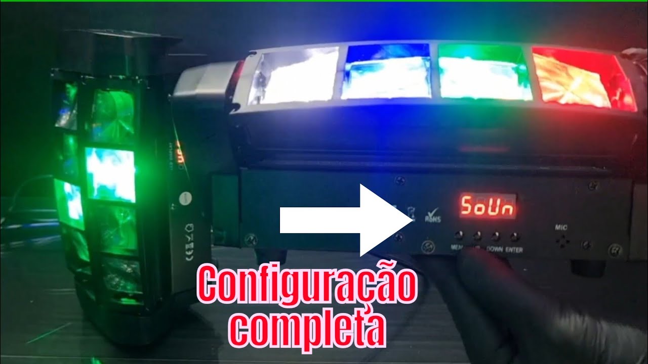 Moving Spider Beam configuração detalhada aprenda configurar e usar jogo de luz DJ Modelo WS3310