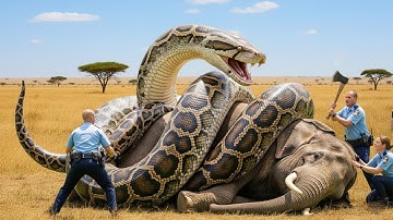 The Heroic Team Saves Mother Elephant from the Attack of the Giant Python