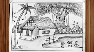 How To Draw Banyan Tree Scenery Drawing With Pencil Very Easy Scenery Drawing Step By Step
