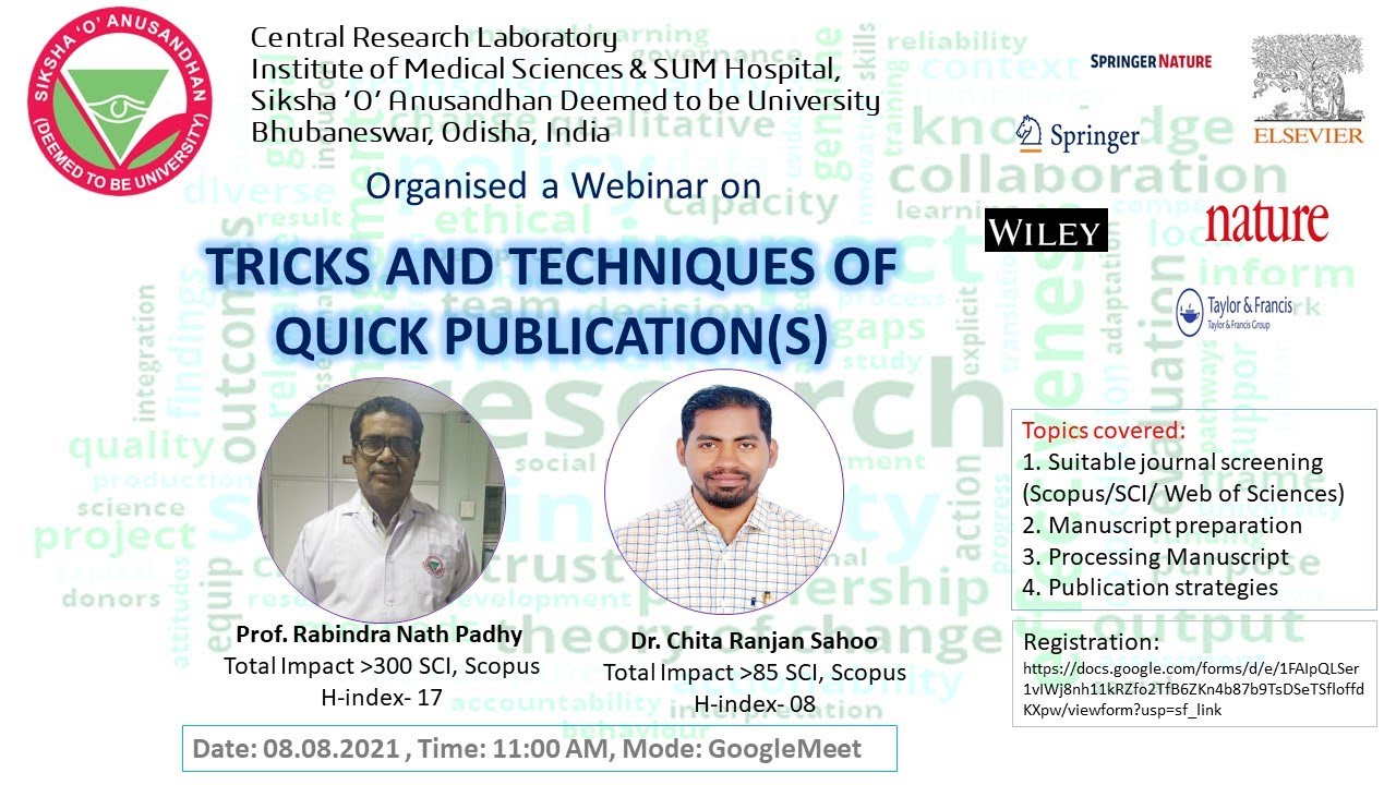 Webinar on TRICKS AND TECHNIQUES OF QUICK PUBLICATION(S) - YouTube