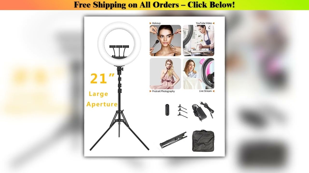 Pixco 21inch Ring Light with Tripod and Phone Holder, 3000K-6000K Dimmable Bi-Color LED Light Ring