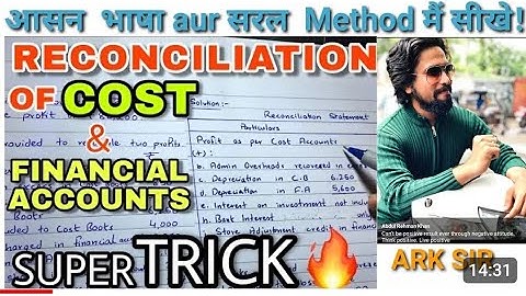 Reconciliation  Statement Of Cost & Financial Record |Tybcom sem 5 |Cost account|Ark sir