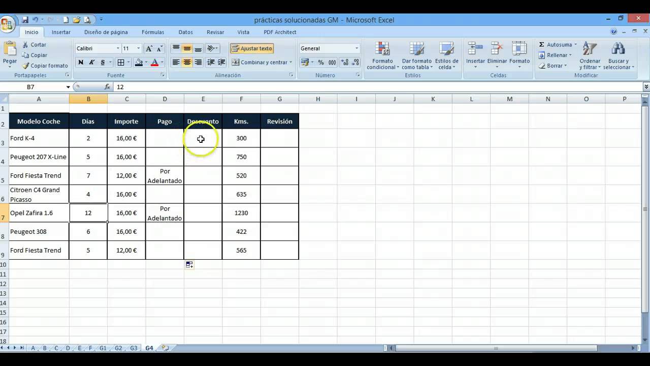 Práctica G4 EXCEL Grado Medio Fórmula SI digital marketing