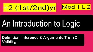 Mod 1,L 2,An Introduction to Logic  -definition, inference, argument, truth & validity