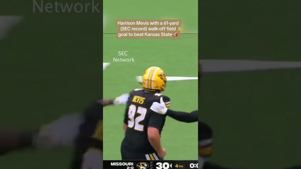 Missouri's Harrison Mevis with a 61-yard (SEC record) walk-off field goal for the win 🤯 