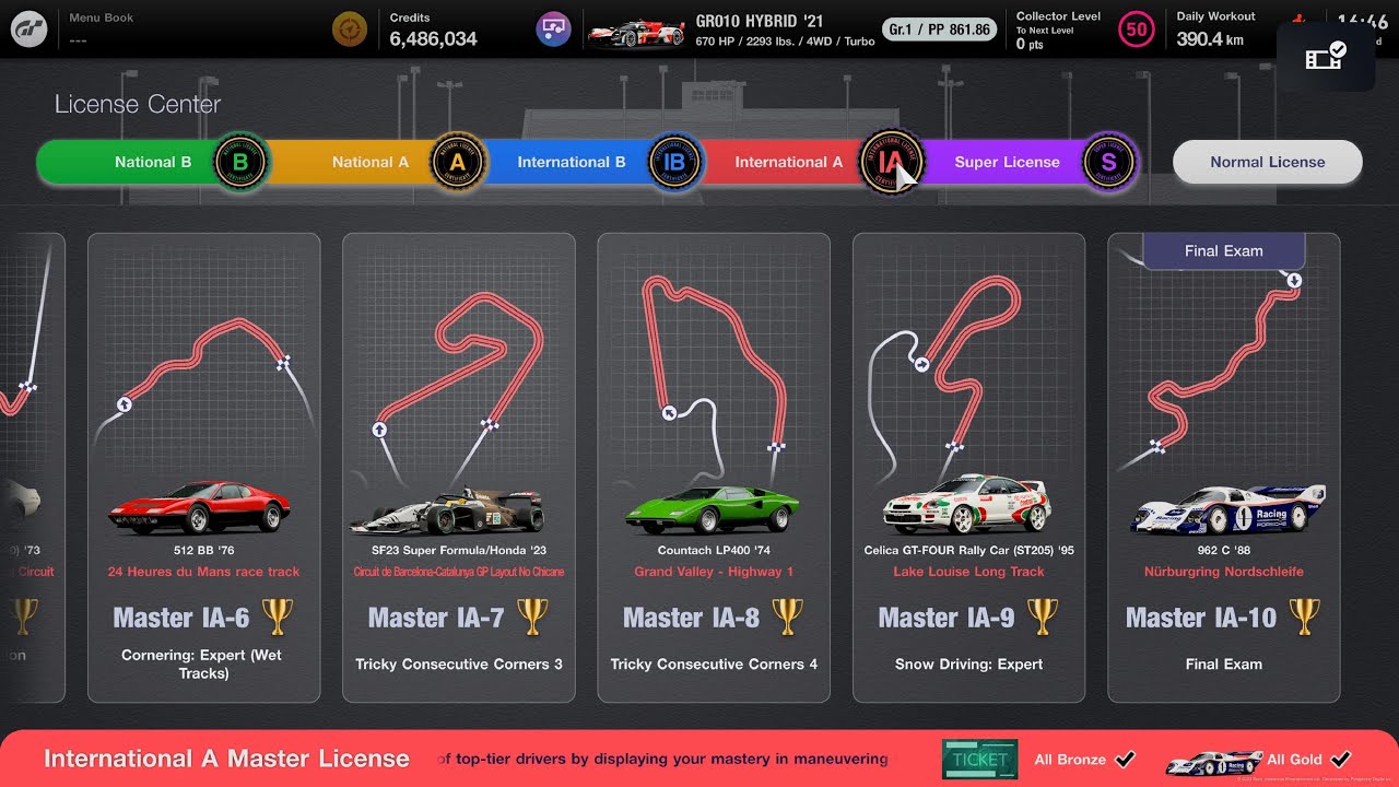 Gran Turismo 7 | License Center All Gold Master International A