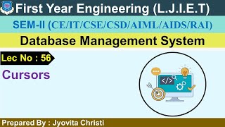 Lec-56_Cursors | Database Management System |First year Engineering