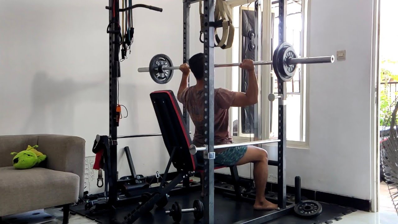 Free weight and cable power rack home workout, superset day, shoulder ...