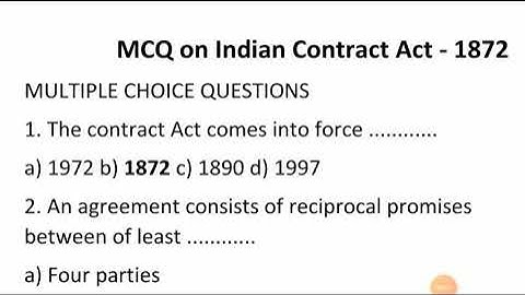 MCQ on Indian Contract Act 1872 (series 1)