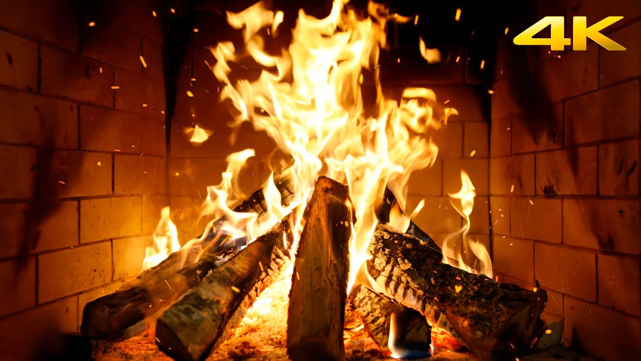 🔥 Камин с треском огня и светящимися дровами для спокойного отдыха (Fireplace 4K)