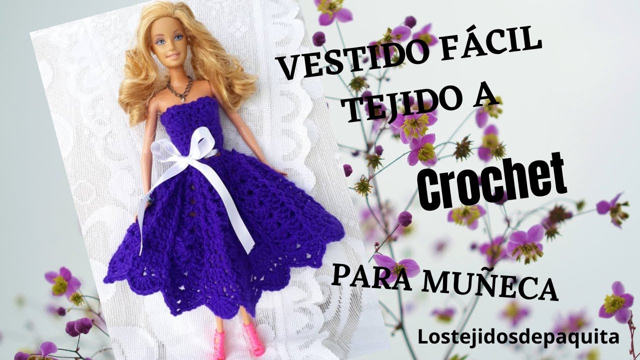 Vestido fácil tejido a crochet para muñeca