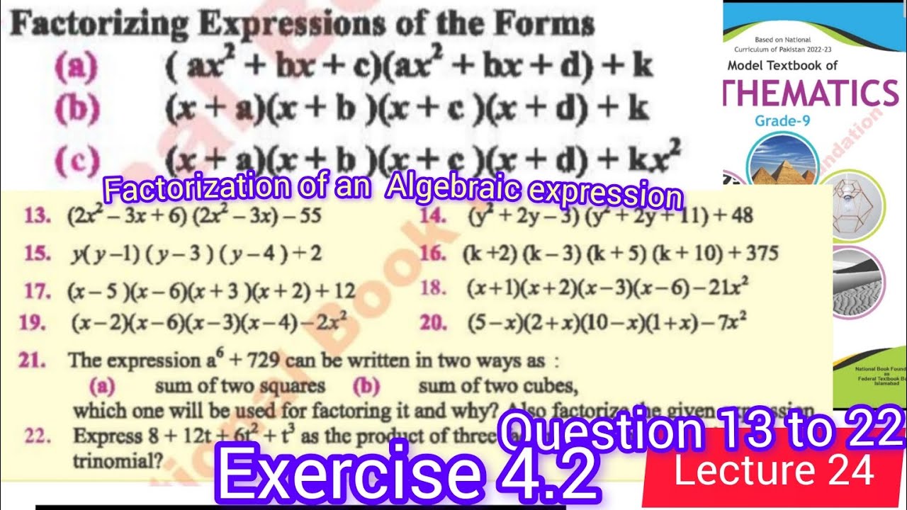 Factorization Class 9 Maths Chapter 4 Exercise 4 2 Math Class 9 Factorization class 9 maths chapter 4 exercise 4 2 math class 9