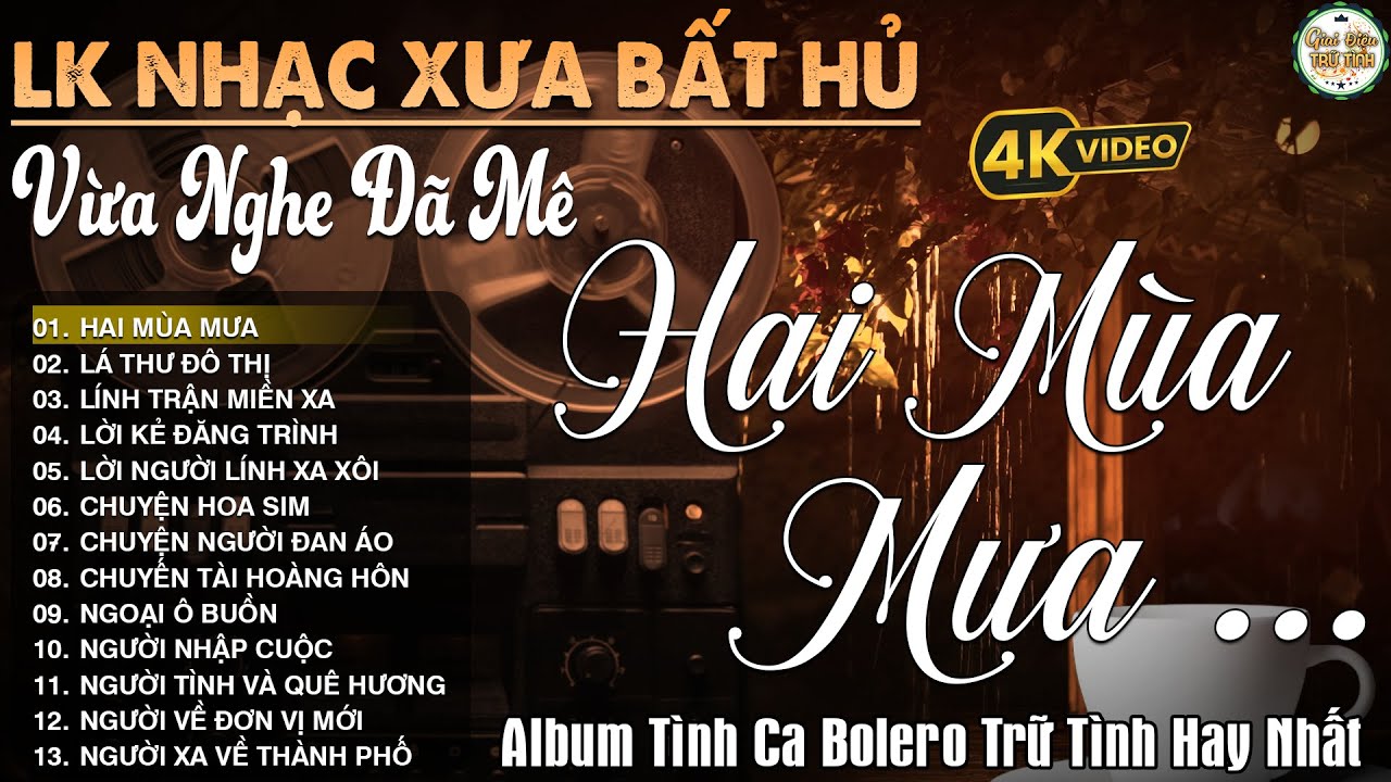HAI MÙA MƯA ➤ LK Nhạc Vàng Hải Ngoại Xưa Bất Hủ Nghe Là Ngủ - DIÊN QUÂN BOLERO Hát Cực Chất