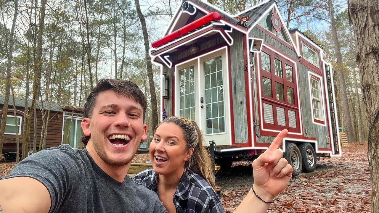 24 Hours In OFF GRID Tiny House with My Wife!! *VERY SMALL* - YouTube