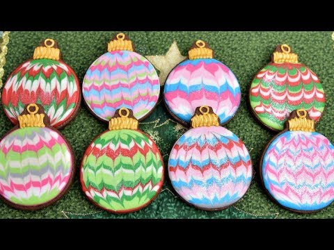 MARBLED CHRISTMAS ORNAMENT COOKIES by HANIELA'S
