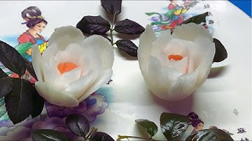 Cách tỉa hoa hồng từ củ cải trắng/ cắt tỉa hoa quả/ Bếp cô Mẩy.