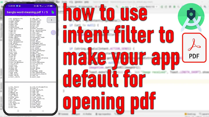 how to use intent filter to make your app default for opening pdf|Android Studio,PDF open by default