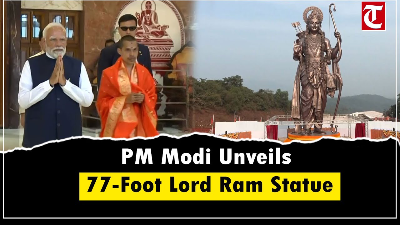 PM Modi unveils 77-foot bronze Lord Ram statue at Gokarn Partagali Math ...