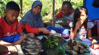 Makan Di Sawah Lagi Dengan Tumis Kangkung Ikan Asin Tempe