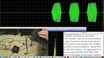 Experimental MIC JACK Powered TLC555 CW OSCILLATOR using a Windows 10 stereo MIC jack