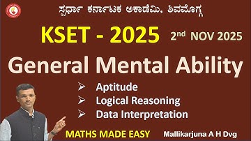 KSET -2025| Data interpretation, Aptitude & Reasoning By Mallikarjun AH  @SPARDHA KARNATAKA ACADEMY 