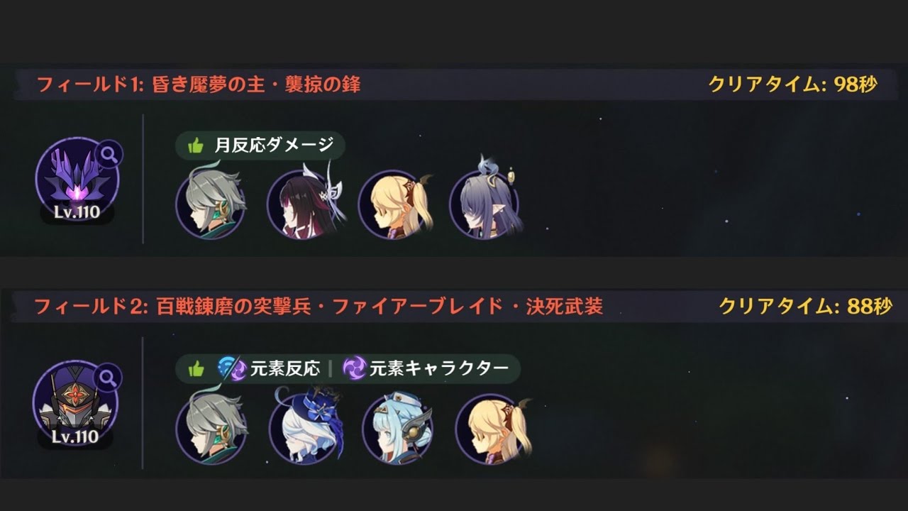 【原神】LunaIV 幽境の激戦 アルティメット アルハイゼンPT 昏き魘夢の主/ファイアーブレイド(タイム更新)